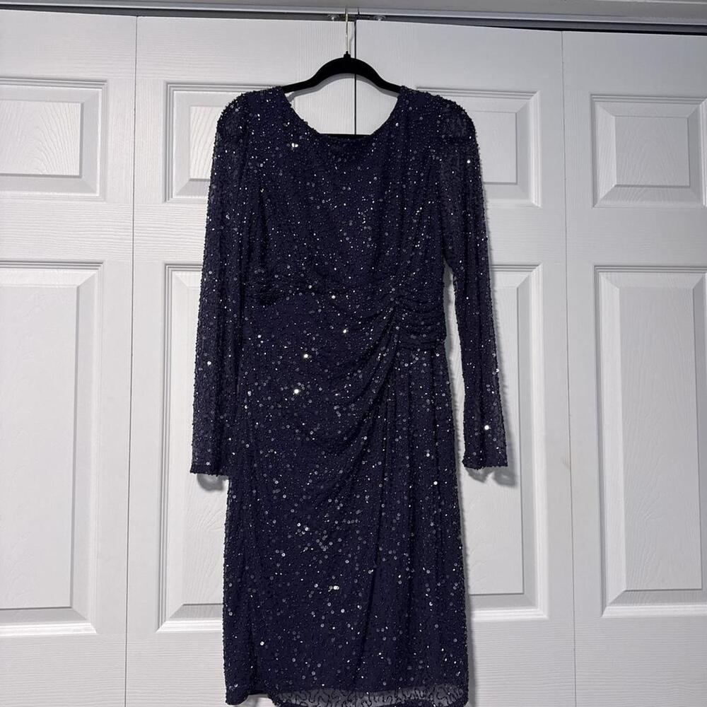 Patra navy blue sequin dress with silver sequins, size 14 #glamour #party